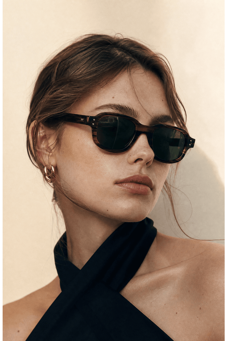 Tres 48mm Rectangle Acetate Sunglasses, Alternate, color, Horn