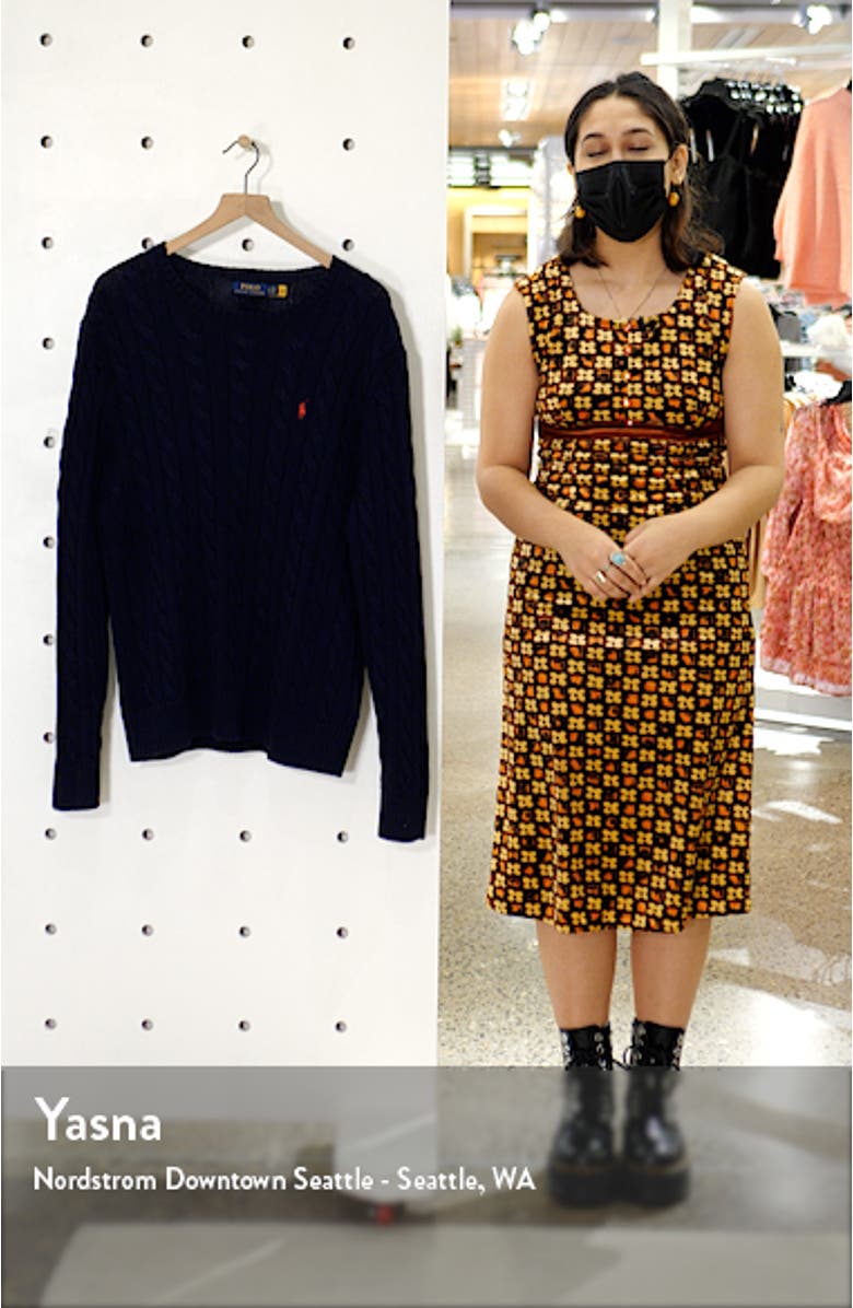 Cable Knit Cotton Crewneck Sweater, sales video thumbnail