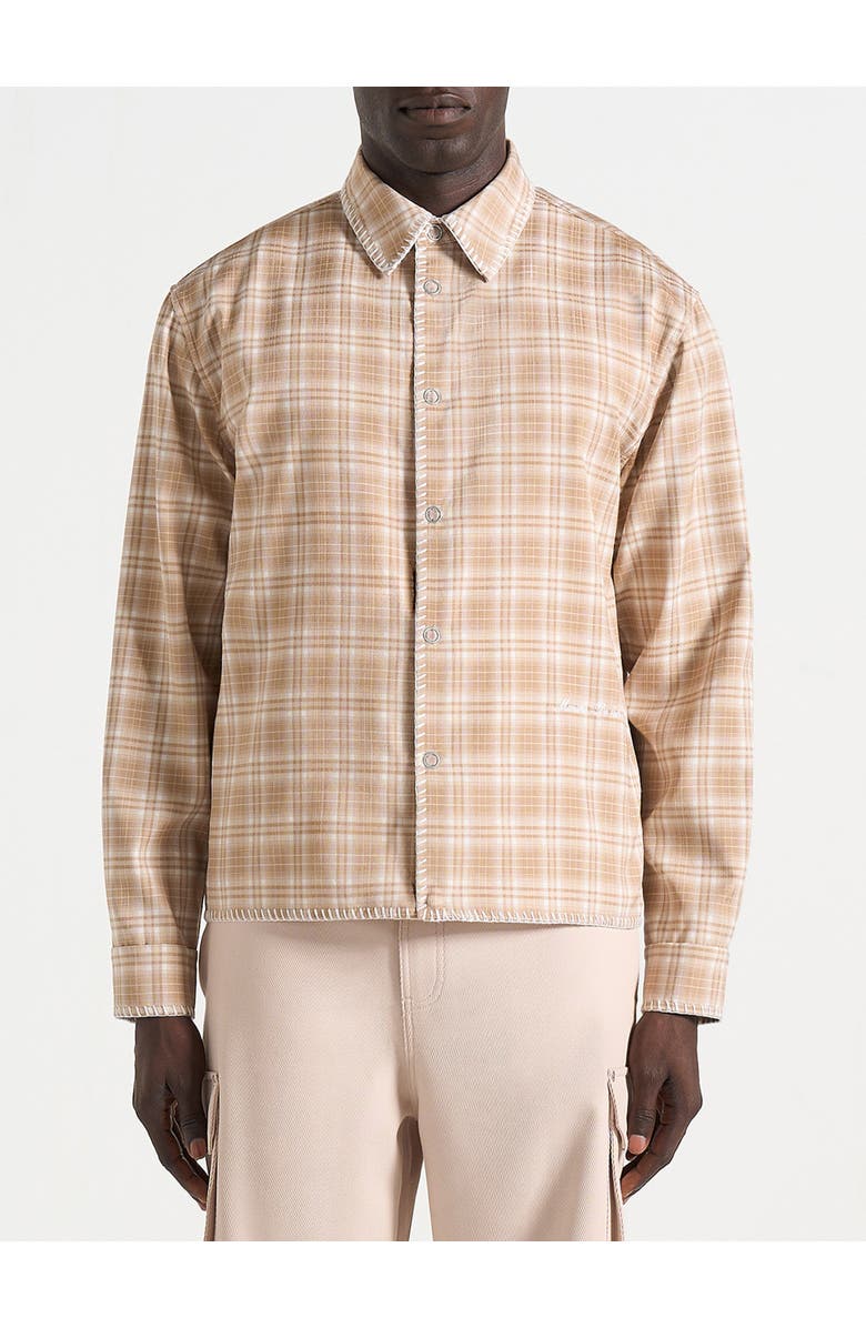 Manière De Voir Blake Unisex Whipstitch Check Shirt, Alternate, color, Beige