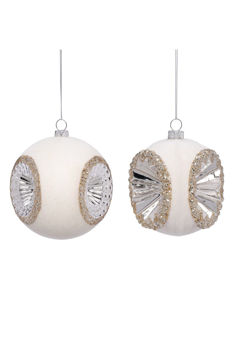 Glitter Fan Ornament, Box of 6, Main, color, Silver