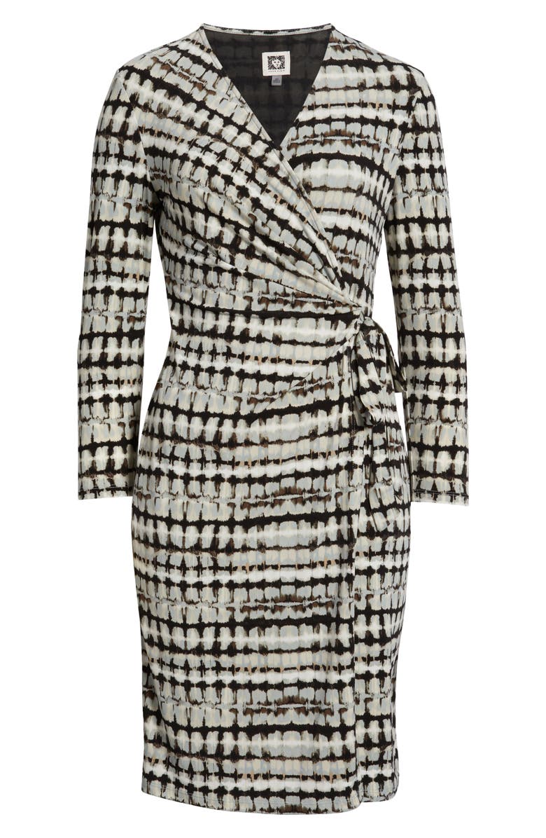 Anne Klein Abstract Print Long Sleeve Wrap Dress, Alternate, color,
