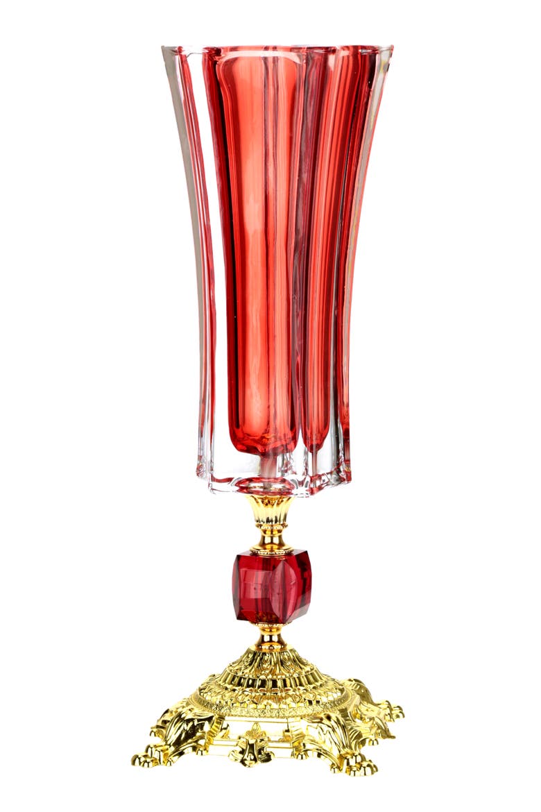Stately Fluted Pedestal Vase, Main, color, Ruby