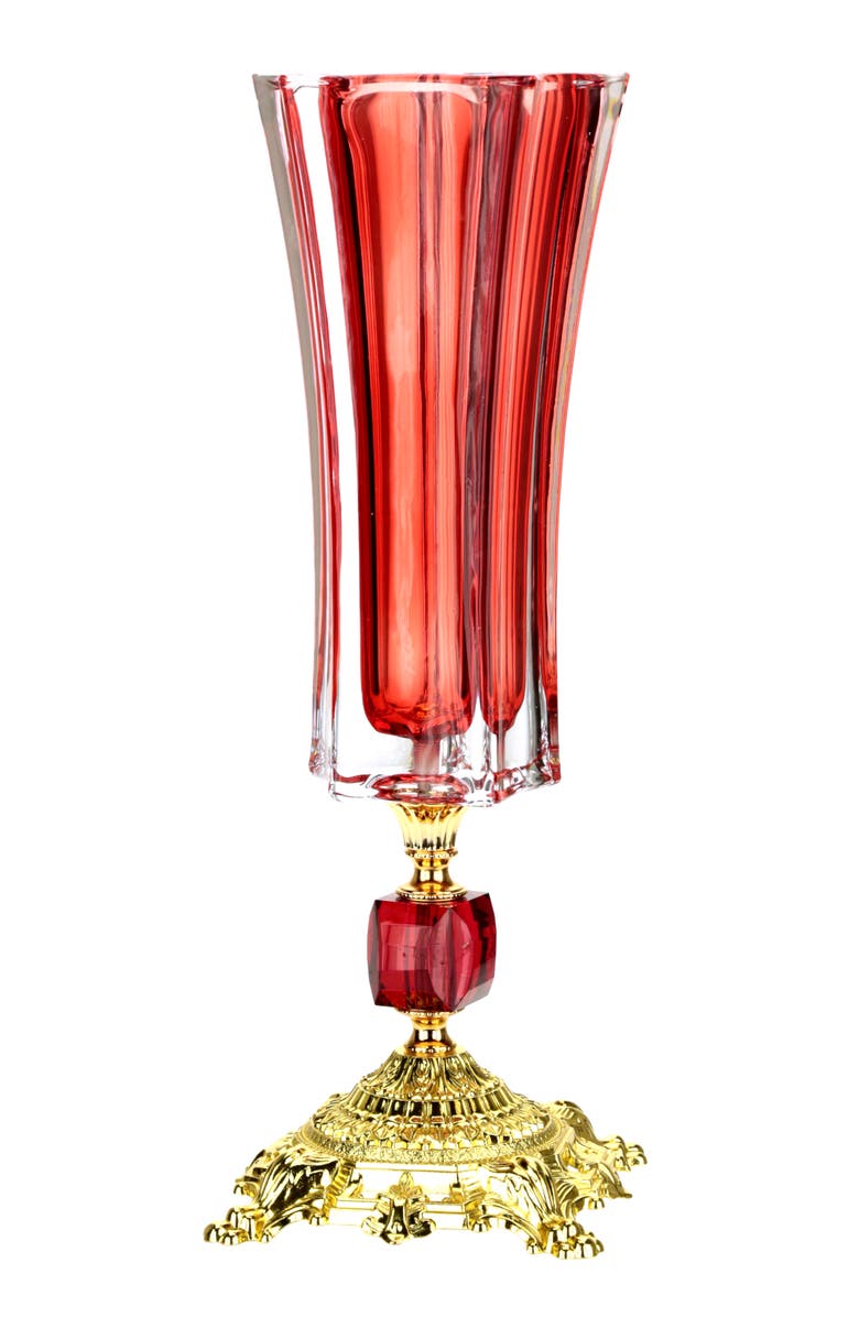 Mark Roberts Stately Fluted Pedestal Vase, Main, color, Ruby
