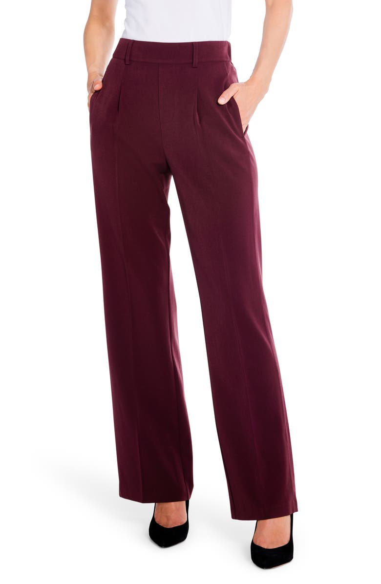 NIC+ZOE Avenue Pleated Wide Leg Pants, Main, color, Redwood