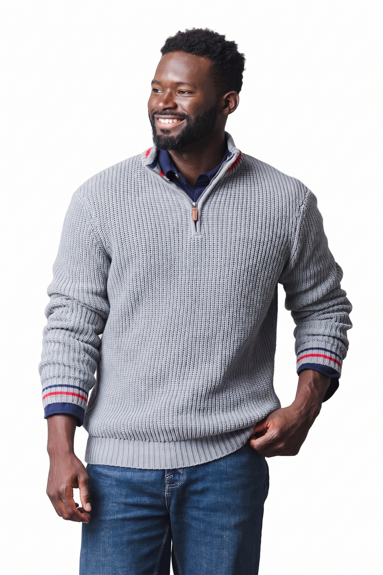 Men's Organic Cotton Half Zip Pullover Sweater, Main, color, Dark Gray Heather
