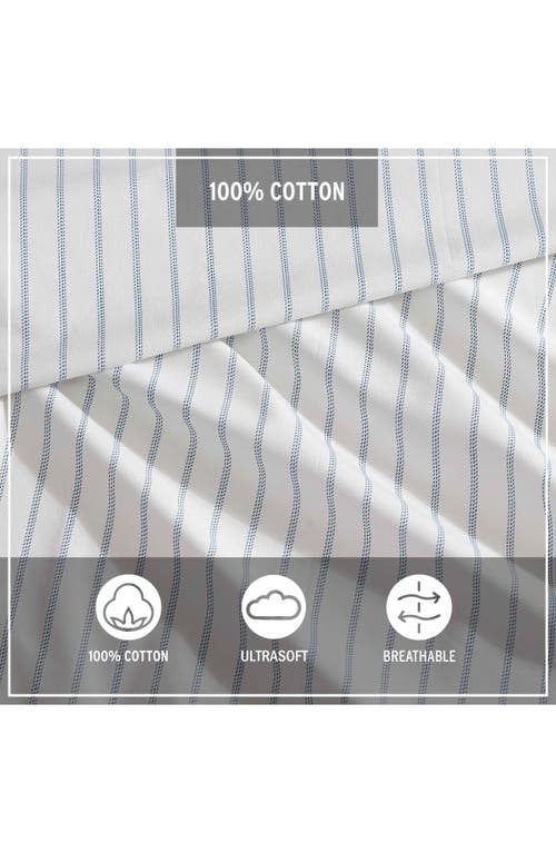 Eddie Bauer Essential Stripe Sheet Set In White/soft Blue/dark Blue