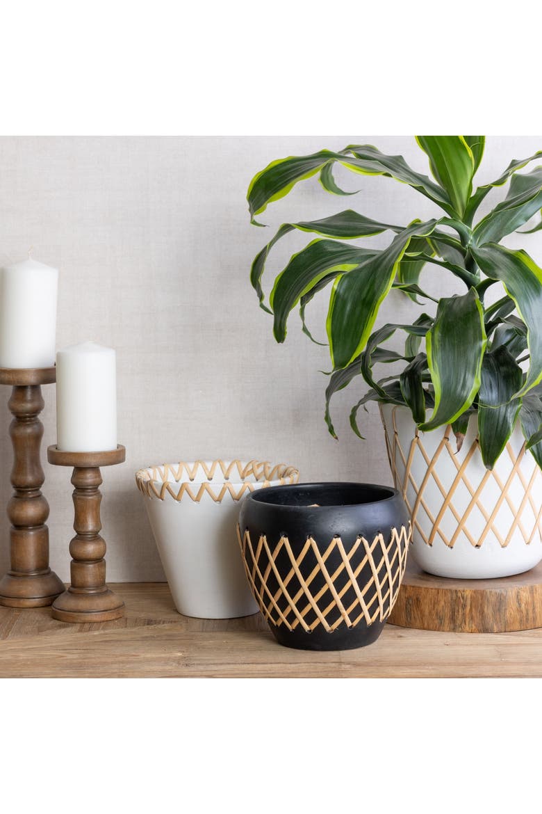 7.5 in. Criss-Cross Planter, Alternate, color, Black