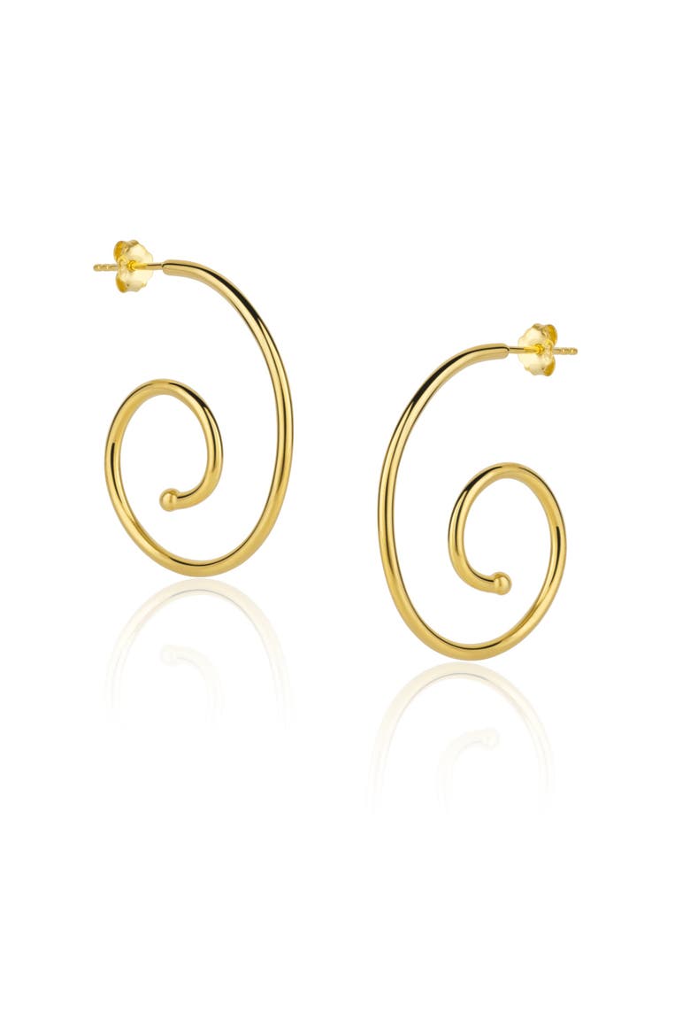 Spiral Sterling Silver Stud Earrings, Main, color, Gold