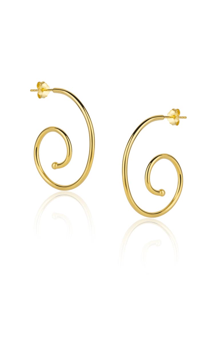 Spero London Spiral Sterling Silver Stud Earrings, Main, color, Gold