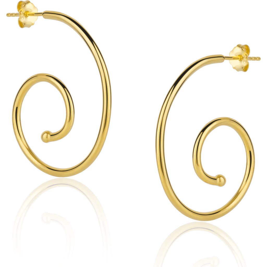 Spero London Spiral Sterling Silver Stud Earrings In Gold