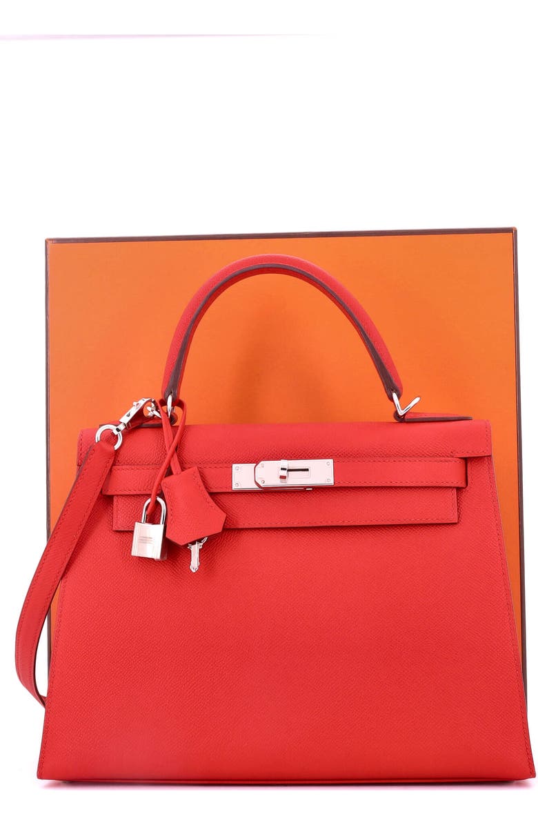 Pre-Owned Hermes Kelly Handbag Red Epsom with Palladium Hardware 28, Alternate, color, Rouge Tomate
