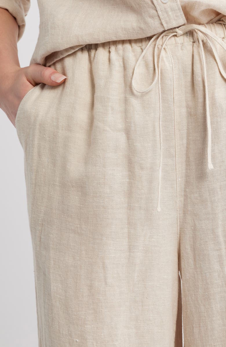 Caslon<sup>®</sup> Easy Wide Leg Linen Pants, Alternate, color, Flax