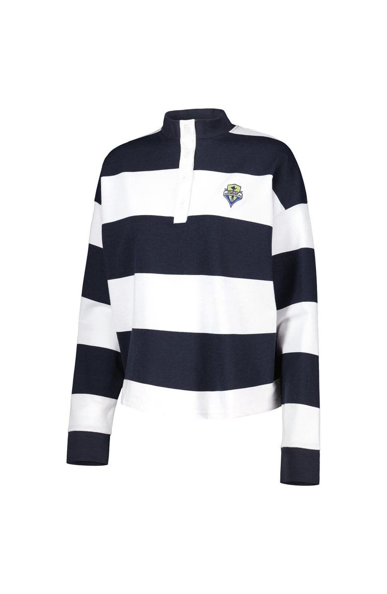 ANTIGUA Women's Antigua  White Seattle Sounders FC Radical Rugby Stripe Long Sleeve T-Shirt, Alternate, color, 