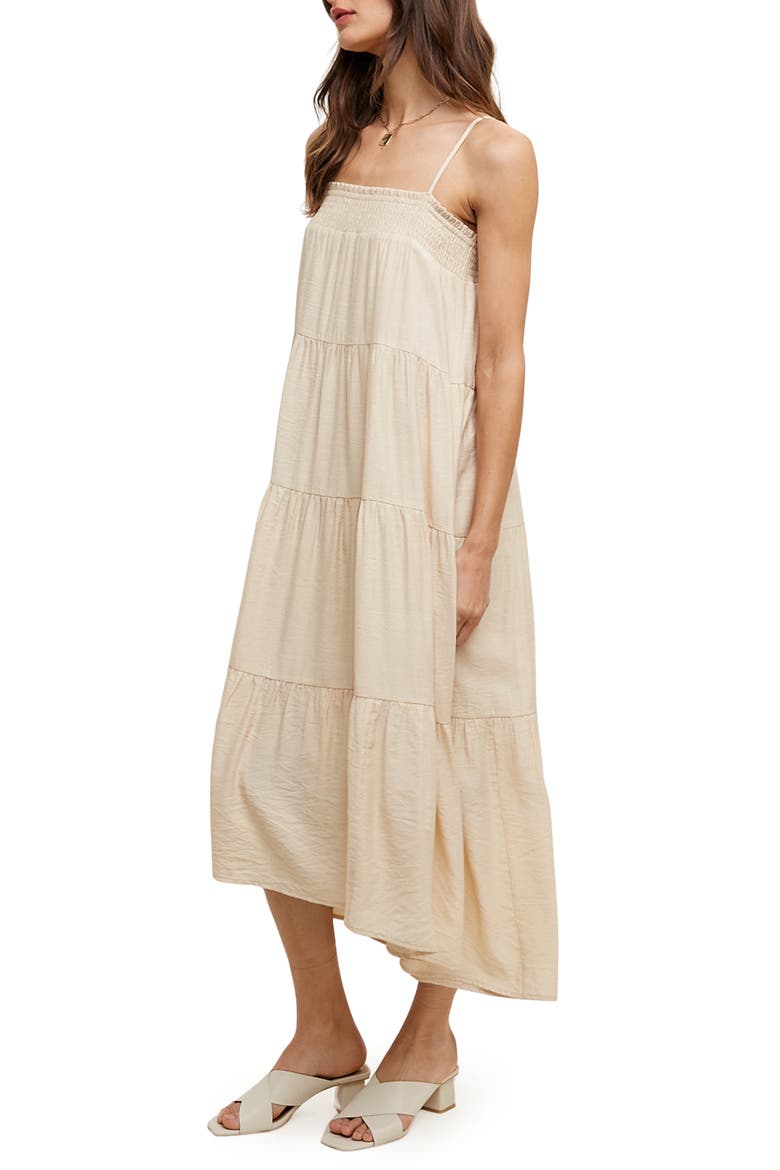 Tiered Midi Dress, Alternate, color, NATURAL