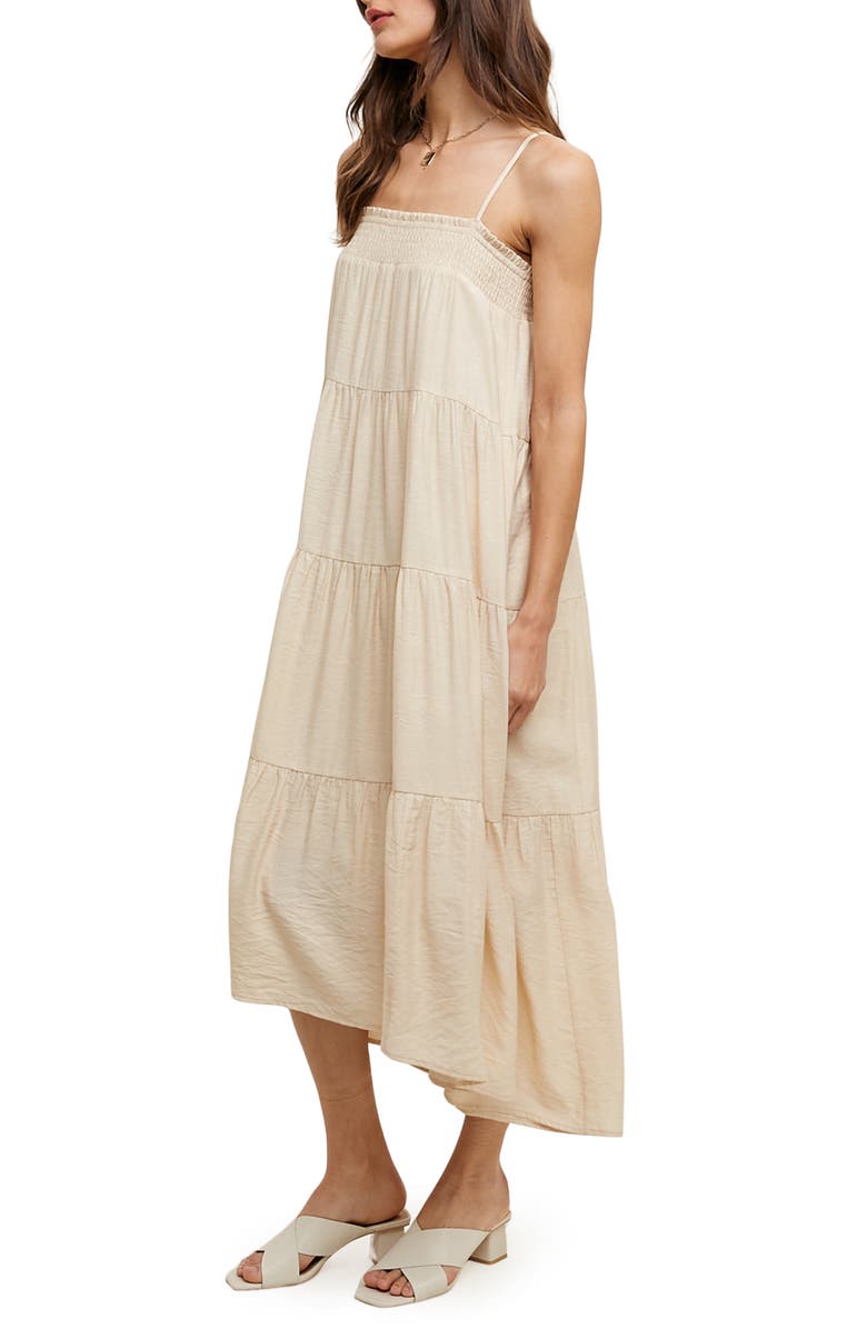 WISHLIST Tiered Midi Dress, Alternate, color, Natural