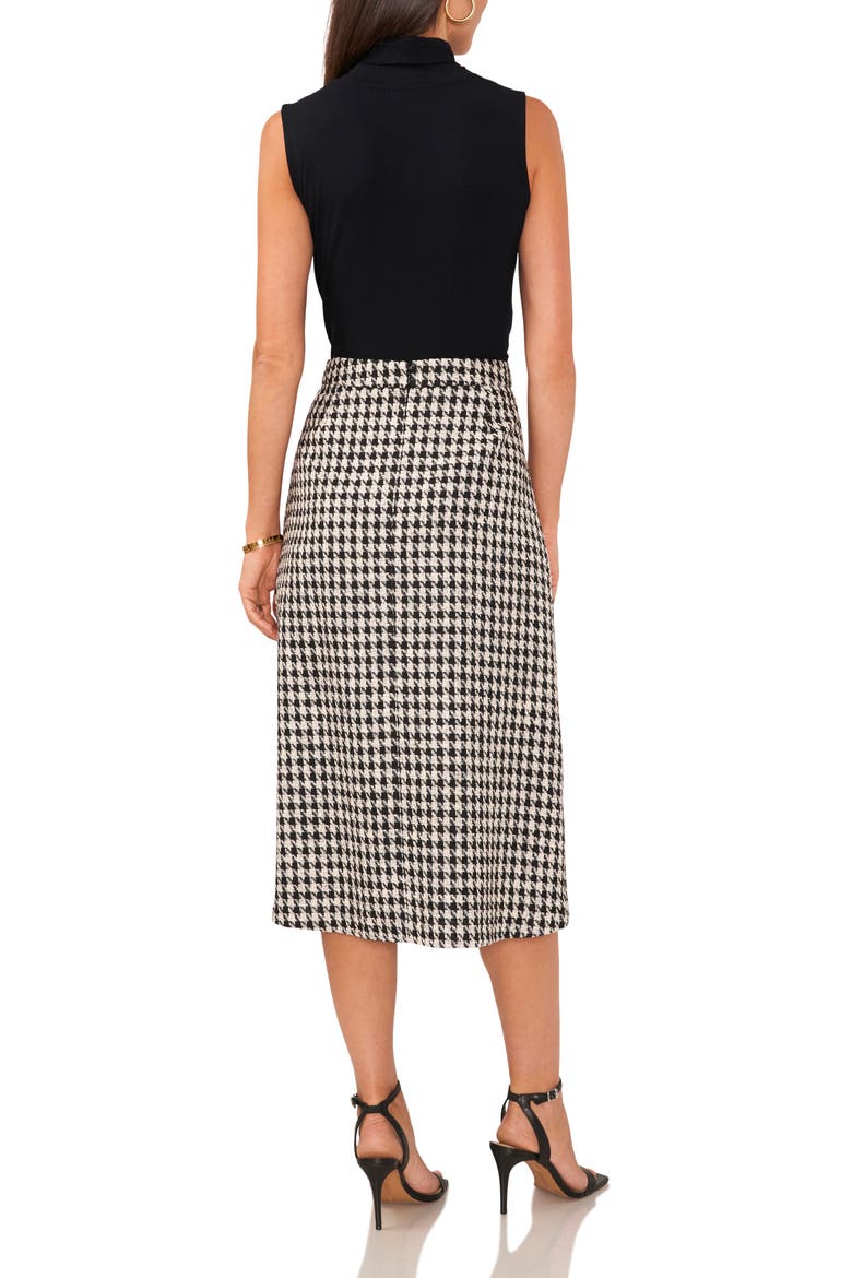 Houndstooth Cotton Tweed Midi Skirt, Alternate, color, RICH BLACK