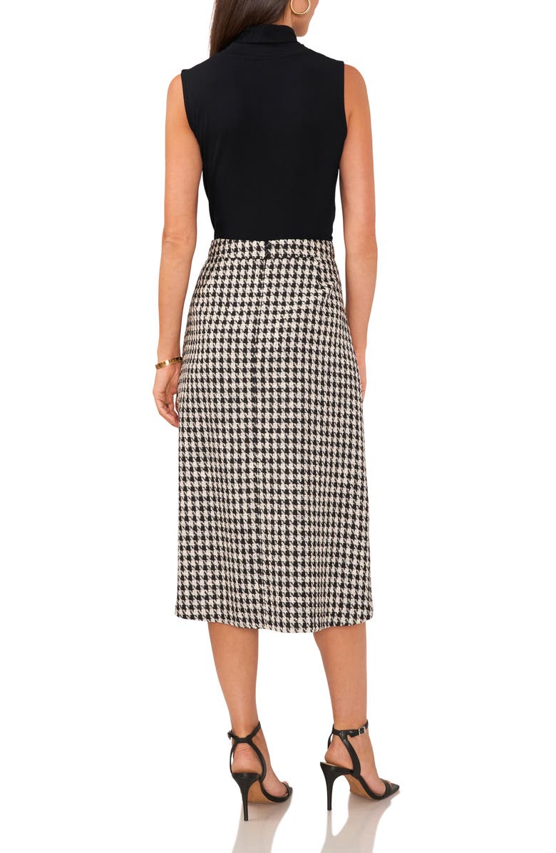 Vince Camuto Houndstooth Cotton Tweed Midi Skirt, Alternate, color,
