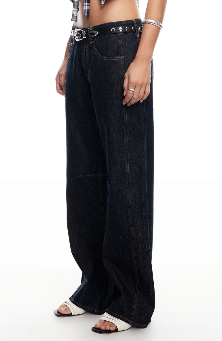 LIONESS Renacida Low Rise Wide Leg Jeans, Alternate, color, Dark Denim