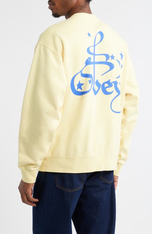 Obey Spellbound Faded Crewneck Sweatshirt In Yellow