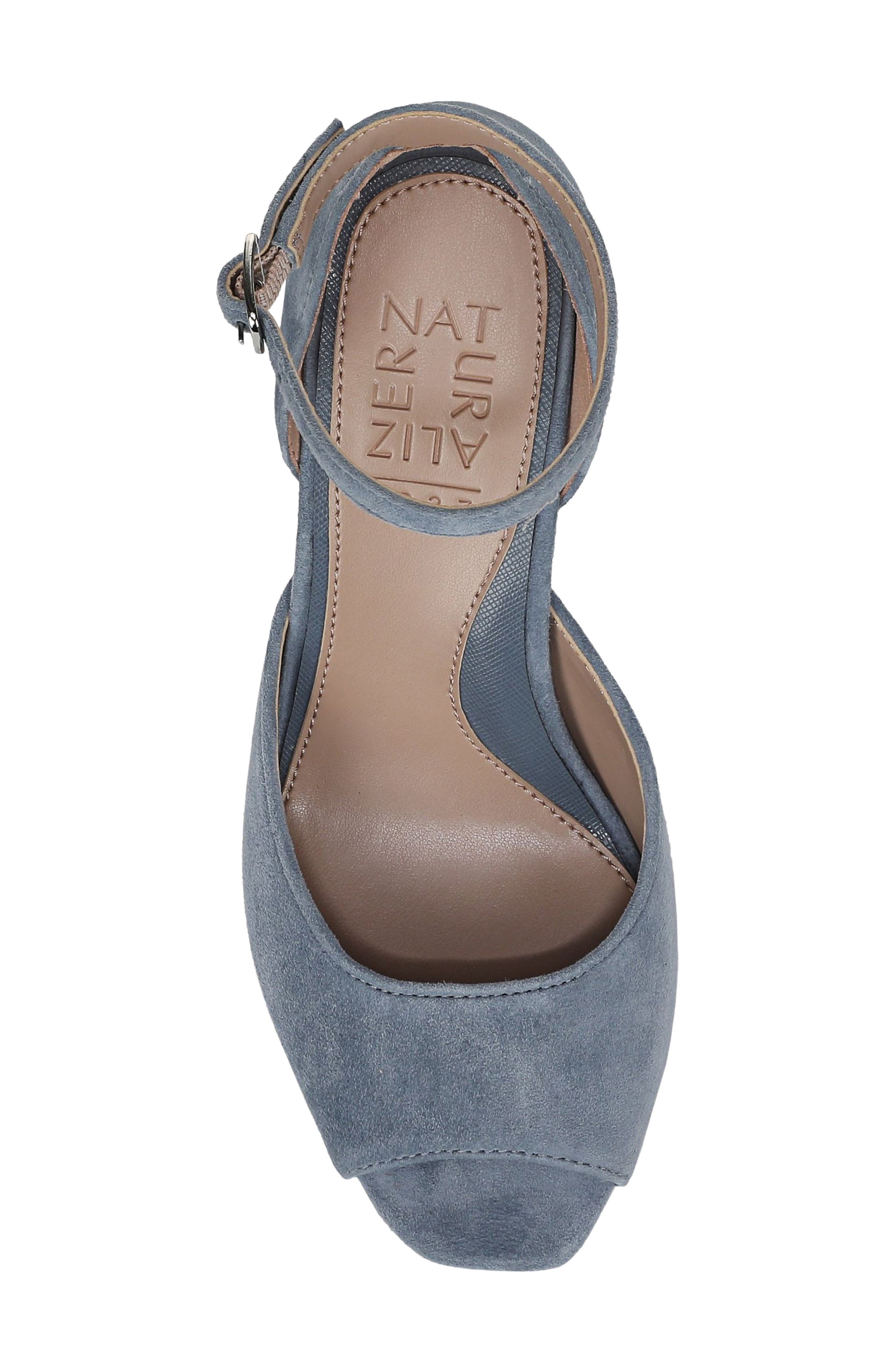 Naturalizer Asha Ankle Strap Peep Toe Pump, Alternate, color, Blue Ash Suede