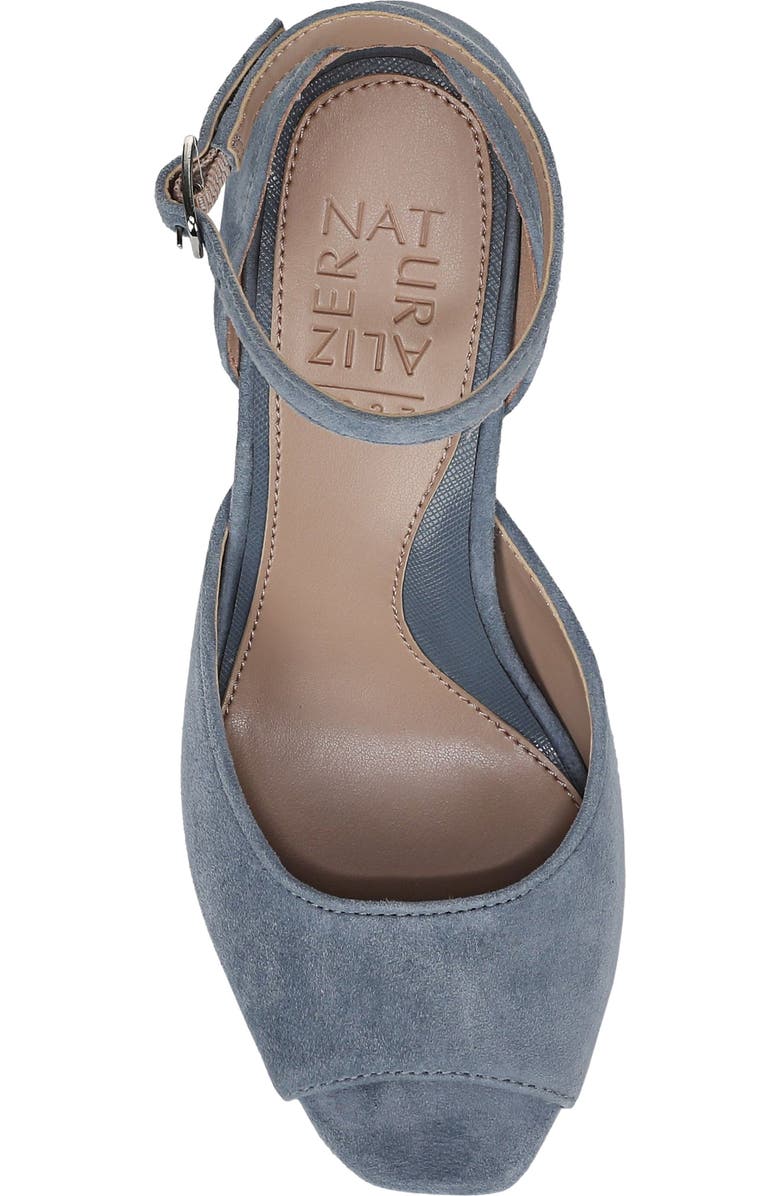 Naturalizer Asha Ankle Strap Peep Toe Pump, Alternate, color, Blue Ash Suede