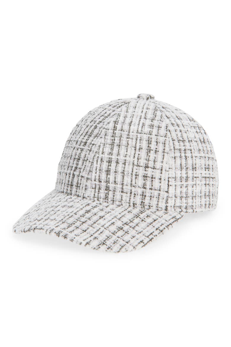 Tweed Baseball Cap, Main, color, WHITE/ BLACK