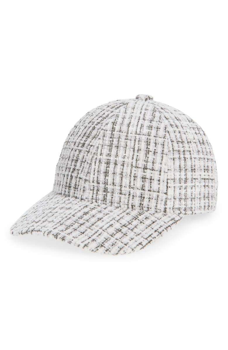 Nordstrom Tweed Baseball Cap, Main, color, White/ Black