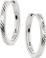 Sterling Forever Statement Etched Hoop Earrings