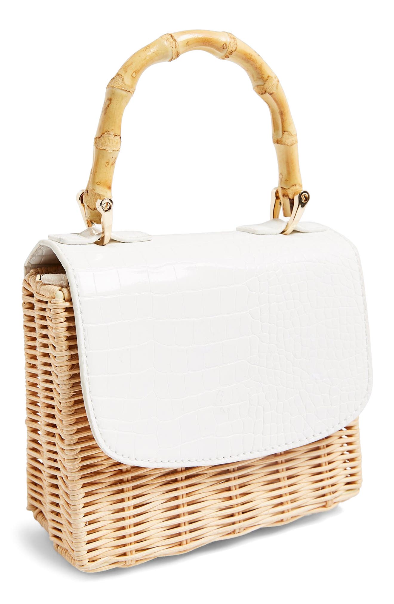 Topshop Boxy Woven Straw Shoulder Bag, Alternate, color, 