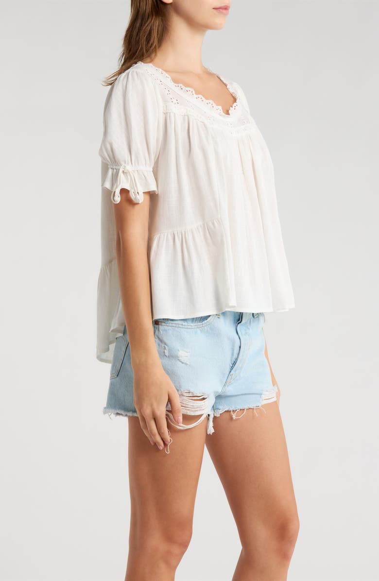 PacSun Karlie Eyelet Puff Sleeve Top, Alternate, color, White