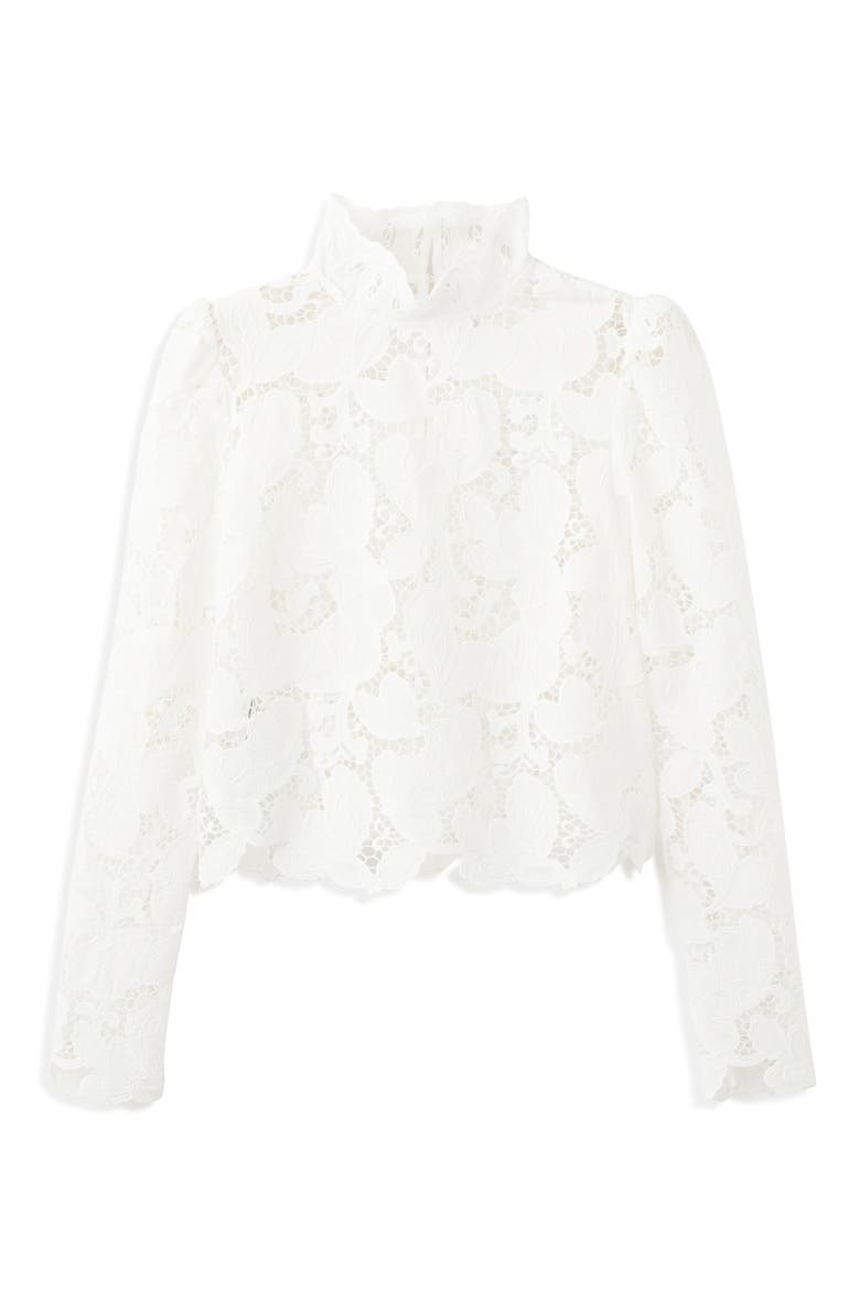 Coco Lace Cutwork Top, Alternate, color, WHITE