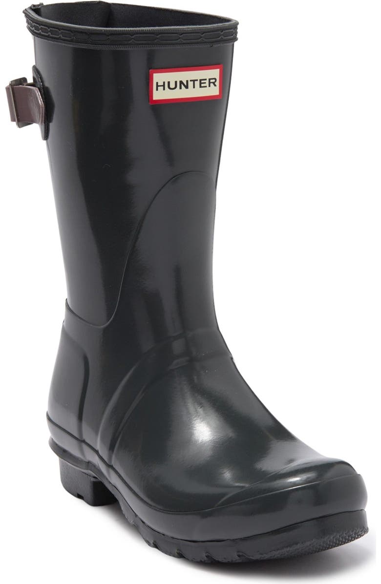 Hunter Original Short Adjustable Back Gloss Waterproof Rain Boot, Main, color,