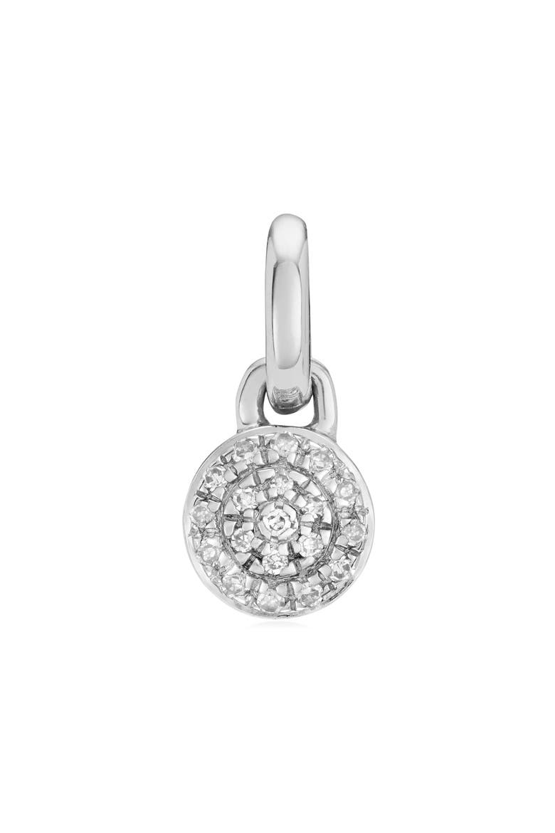 Fiji Mini Diamond Button Pendant Charm, Alternate, color, SILVER/ DIAMOND