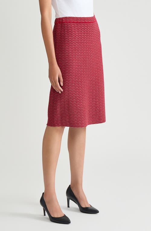 Ming Wang Textured Stitch Pencil Skirt In Red