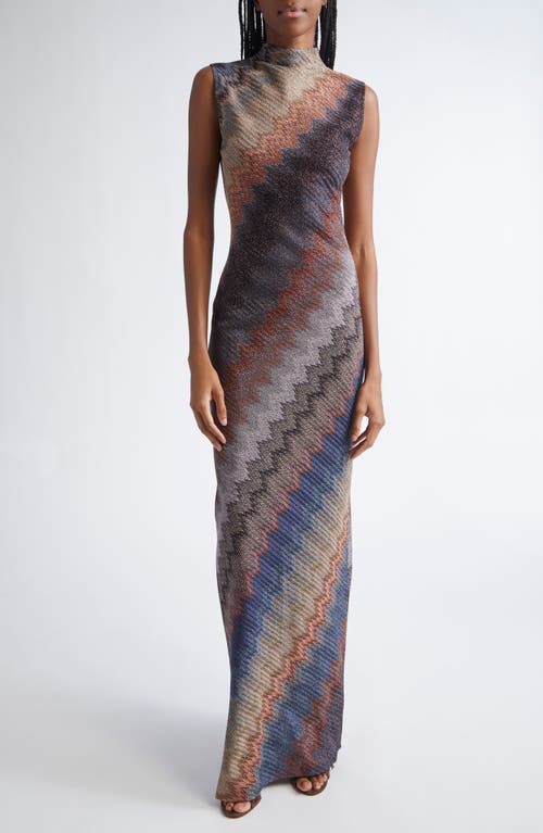 Missoni Metallic Zigzag Stripe Sleeveless Knit Dress In Multi