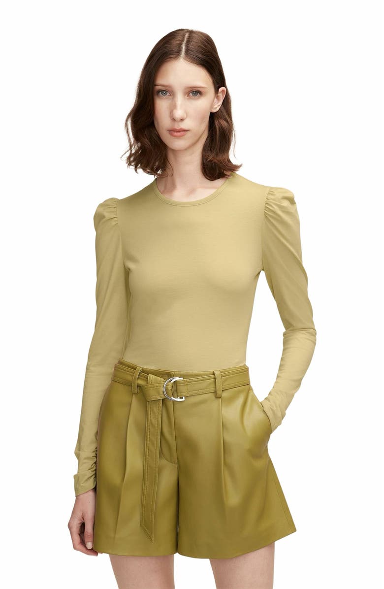 Rebecca Taylor Ruched Ls Top, Main, color, Manzanilla