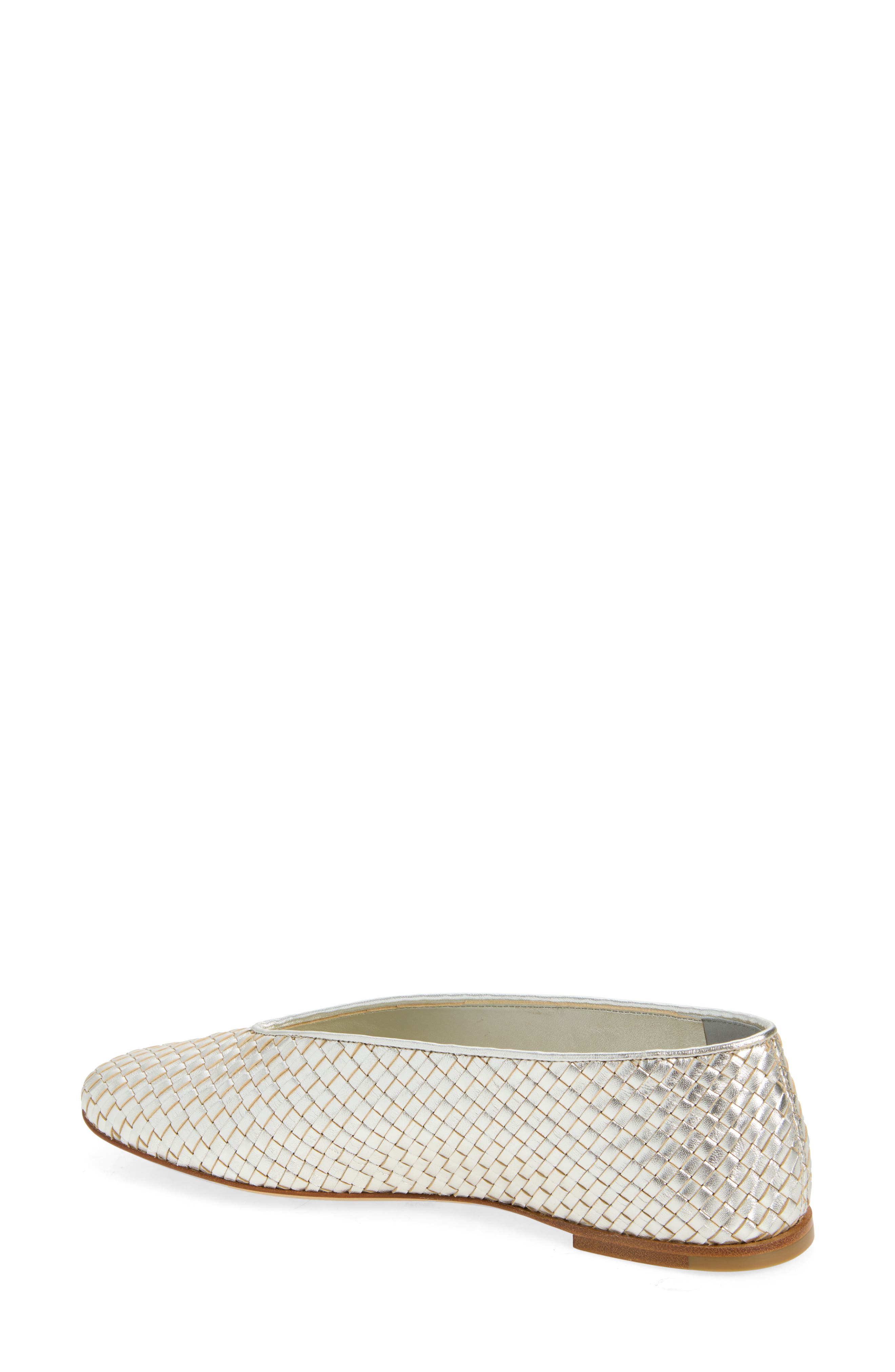 Rosa Ballerina Leather Flat, Alternate, color, 1561 PLATINUM