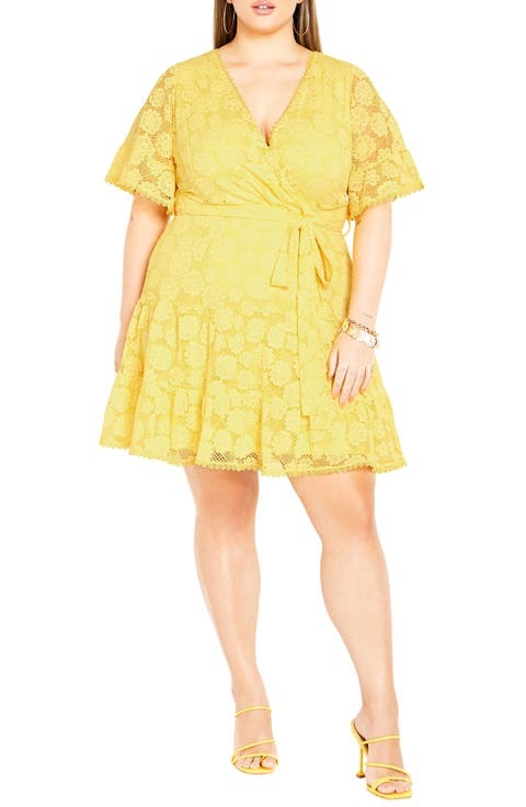 Garden Kisses Lace Faux Wrap Dress (Plus)