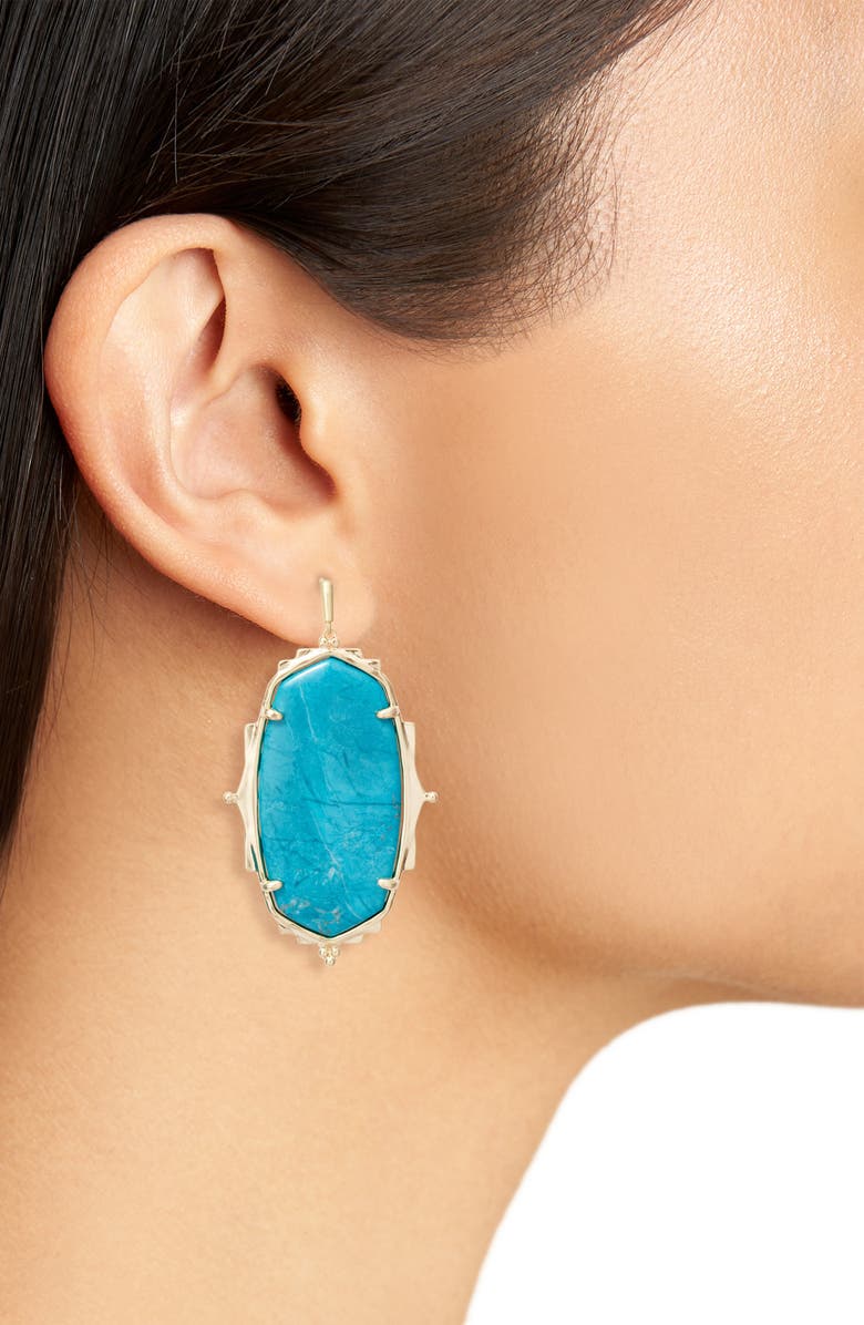 Kendra Scott Baroque Ella Drop Earrings, Alternate, color, Gold Teal Howlite