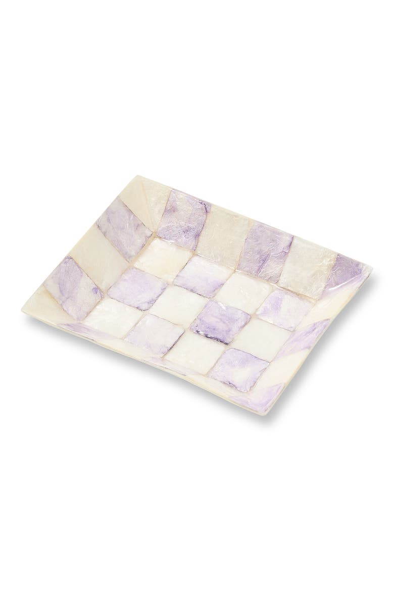 Violet Check Capiz Soap Dish, Main, color, VIOLET