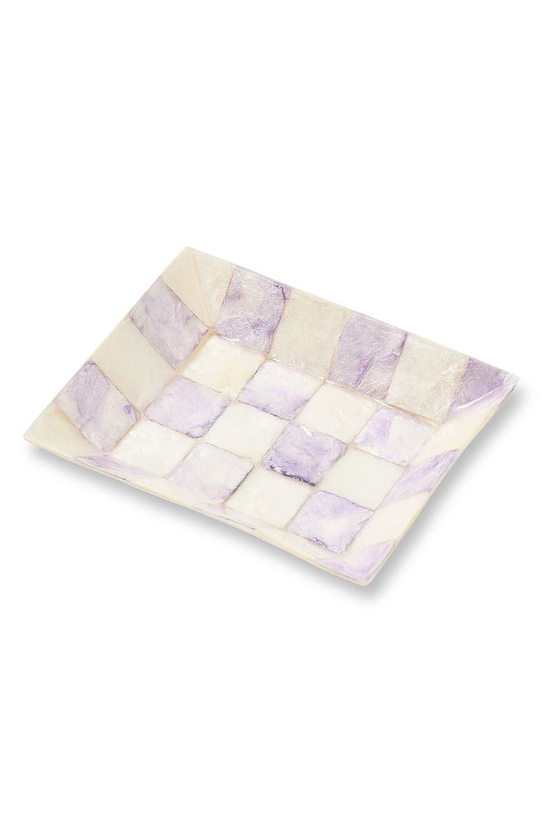 MACKENZIE CHILDS Violet Check Capiz Soap Dish, Main, color, Violet