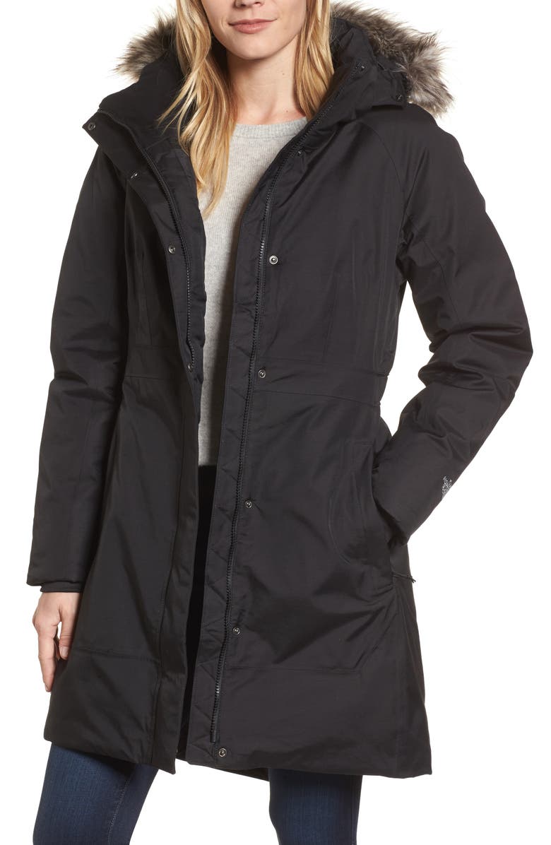 The North Face Arctic II Waterproof 550-Fill-Power Down Parka with Faux Fur Trim, Main, color,