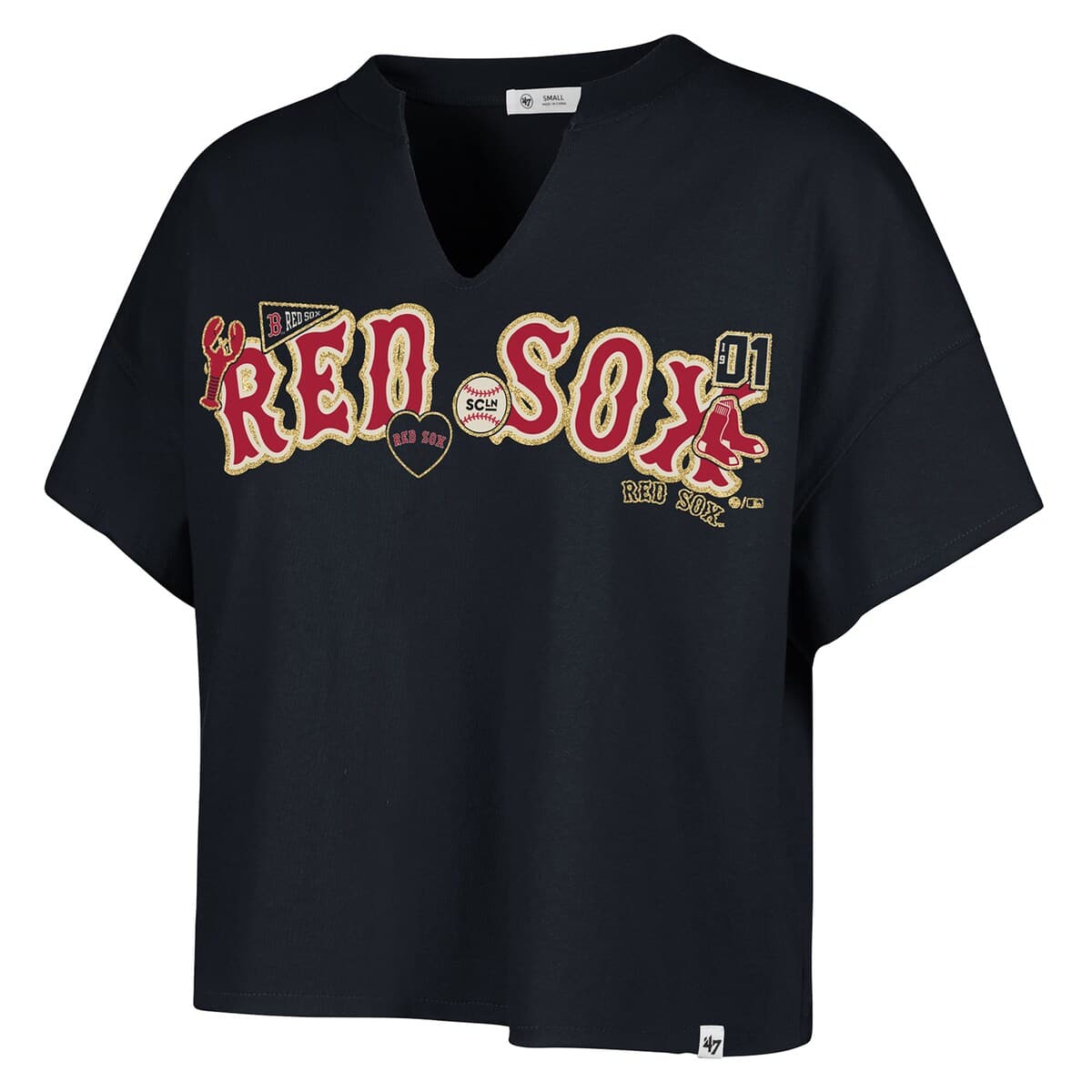 Women's '47 x Stoney Clover Lane Navy Boston Red Sox Oversized Notch Neck T-Shirt - image 2