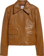 ST. JOHN Kristen Washed Leather Crop Jacket
