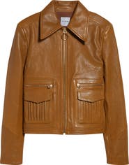 ST. JOHN Kristen Washed Leather Crop Jacket