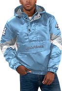 STARTER Men's Starter Light Blue Kevin Harvick Home Team Satin Half-Zip Hoodie Jacket