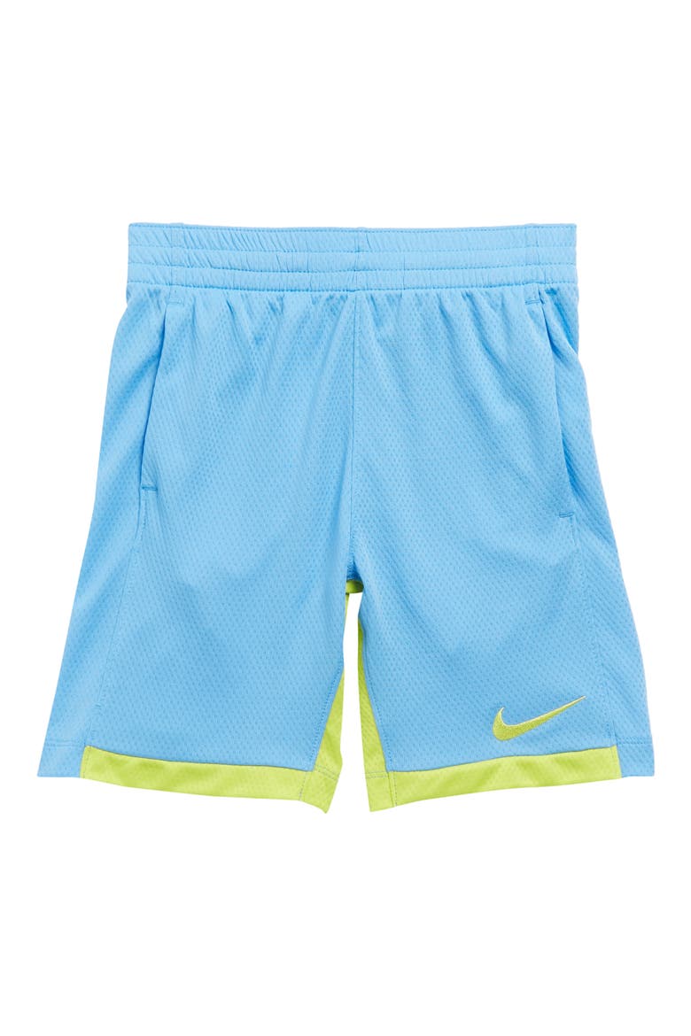 Kids' Trophy Training Shorts, Main, color, UNIVERSITY BLUE/ ATOMIC GREEN