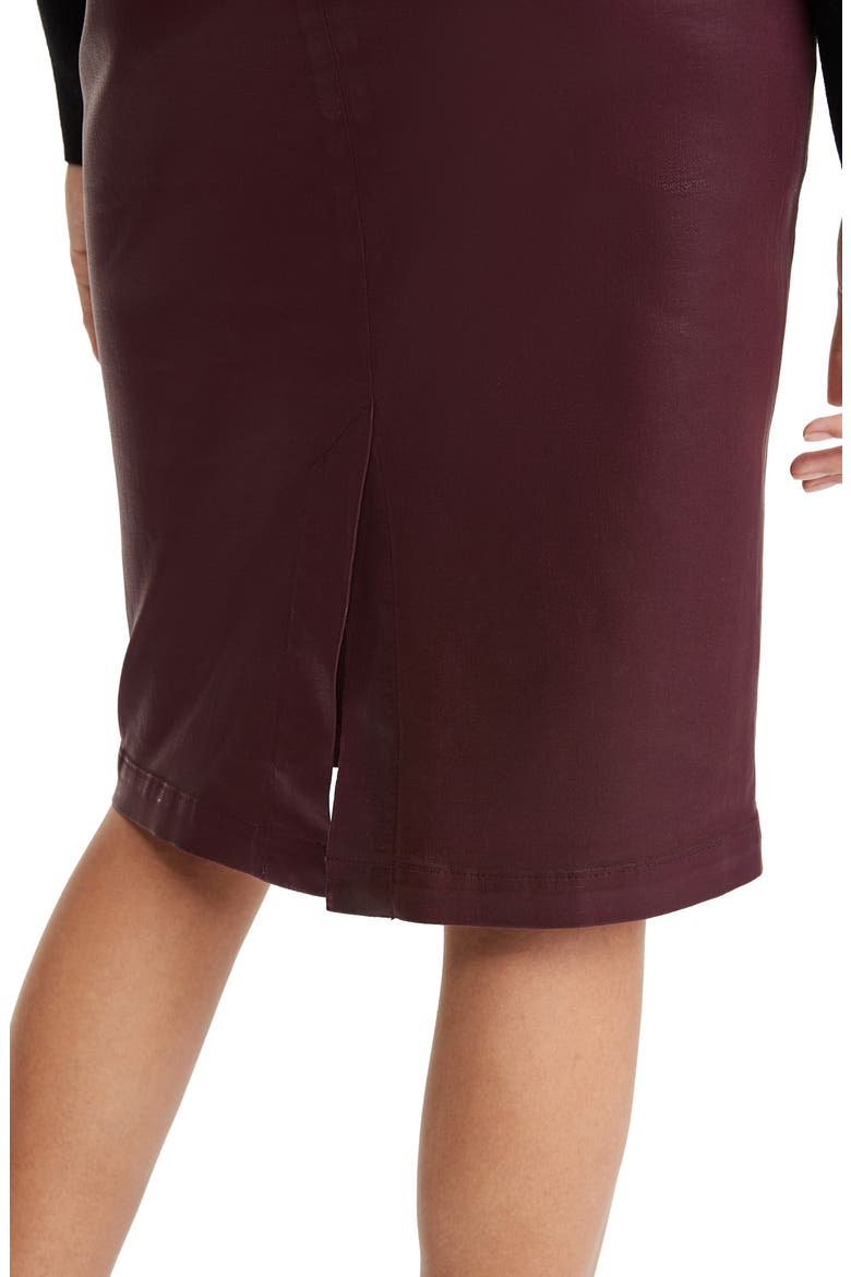 Coated Denim Pencil Skirt, Alternate, color, PLUM