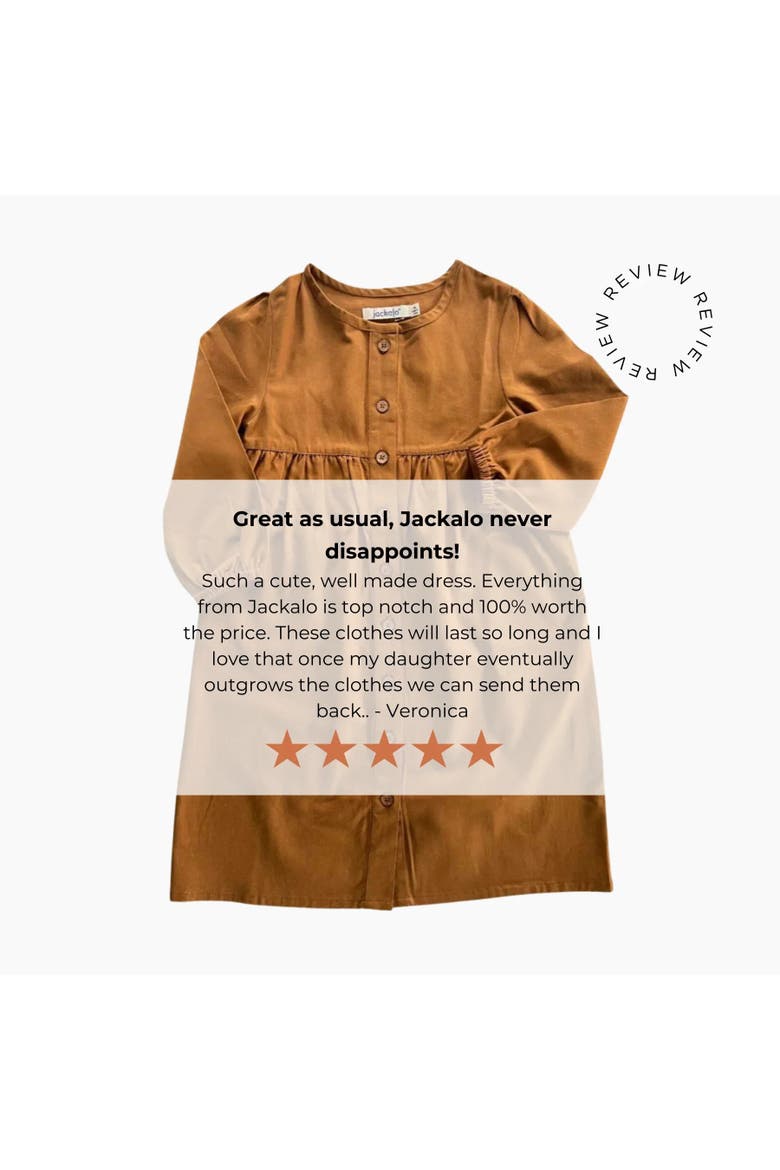Kids’ Long-Sleeved Organic Cotton Twill Jo Dress, Alternate, color, Acorn