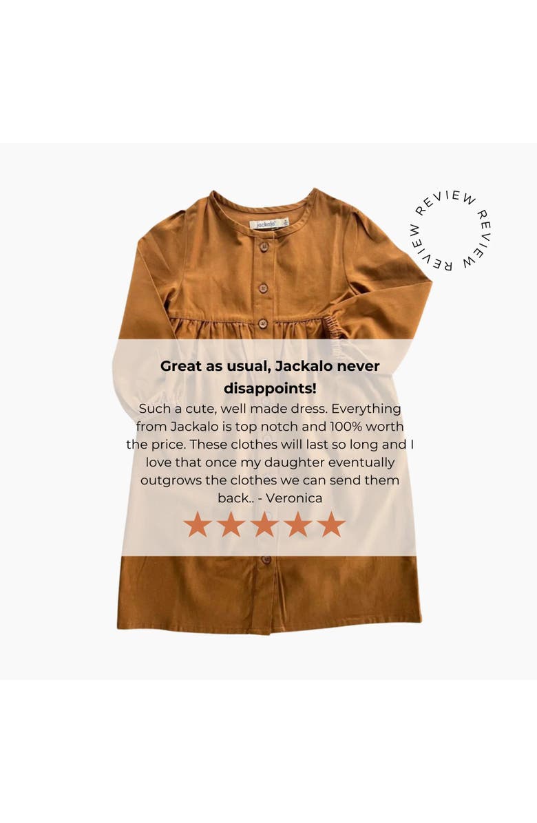 Jackalo Kids’ Long-Sleeved Organic Cotton Twill Jo Dress, Alternate, color, Acorn